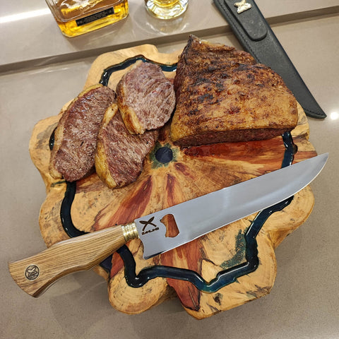 Faca Tradicional Churrasco com Abridor Cabo de Madeira 10' Artesanal Aço Inox 420 Zanline