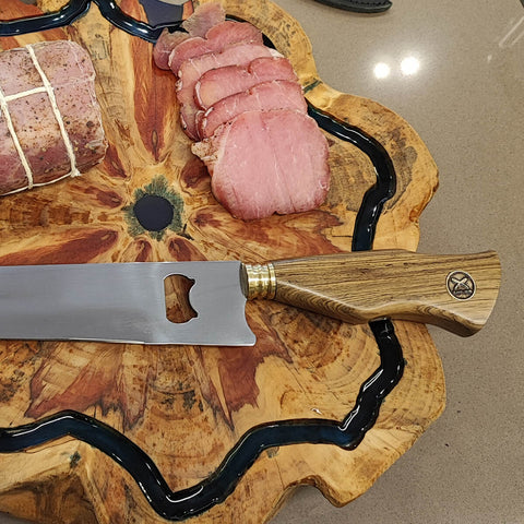 Faca Tradicional Churrasco com Abridor Cabo de Madeira 10' Artesanal Aço Inox 420 Zanline