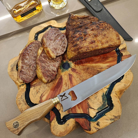 Faca Tradicional Churrasco com Abridor Cabo de Madeira 10' Artesanal Aço Inox 420 Zanline