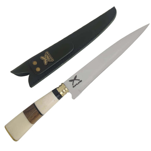 Faca para Churrasco 8 Polegadas Ponta Fina Aço Inox Cabo de Osso Artesanal Zanline
