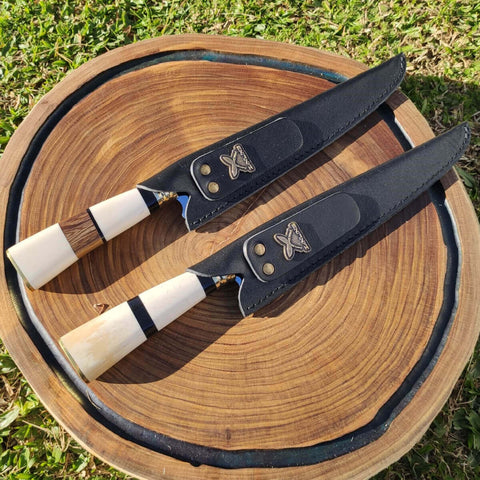 Faca para Churrasco 8 Polegadas Ponta Fina Aço Inox Cabo de Osso Artesanal Zanline