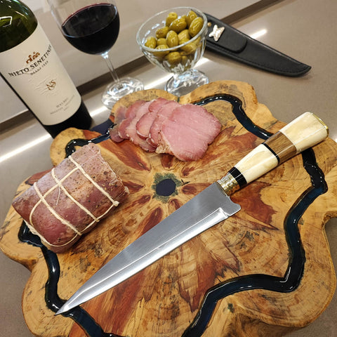 Faca para Churrasco 8 Polegadas Ponta Fina Aço Inox Cabo de Osso Artesanal Zanline