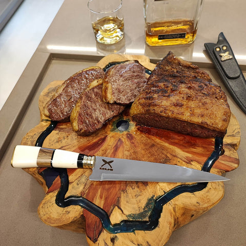 Faca para Churrasco 8 Polegadas Ponta Fina Aço Inox Cabo de Osso Artesanal Zanline