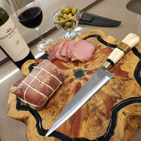 Faca para Churrasco 8 Polegadas Ponta Fina Aço Inox Cabo de Osso Artesanal Zanline