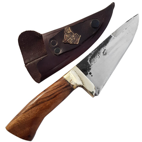 Faca Artesanal Pequena para Cortar Frios Queijos EDC Aço Carbono 1070 Brut Forj