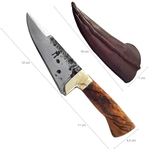 Faca Artesanal Pequena para Cortar Frios Queijos EDC Aço Carbono 1070 Brut Forj