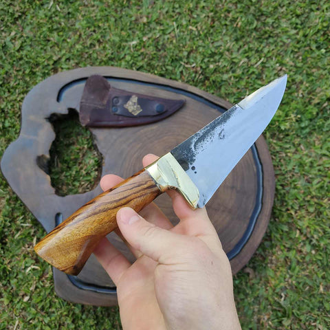 Faca Artesanal Pequena para Cortar Frios Queijos EDC Aço Carbono 1070 Brut Forj