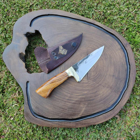 Faca Artesanal Pequena para Cortar Frios Queijos EDC Aço Carbono 1070 Brut Forj