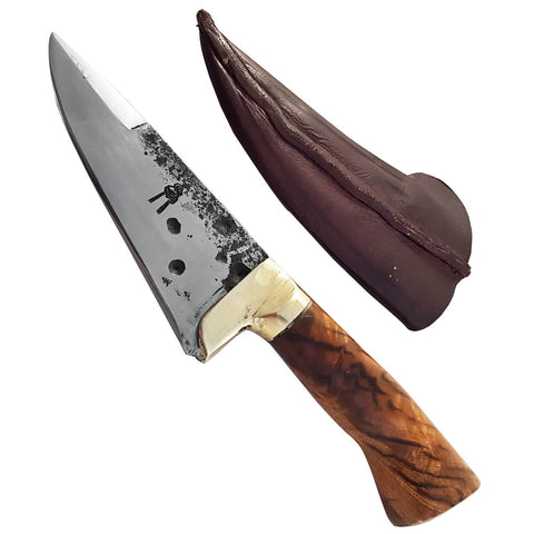 Faca Artesanal Pequena para Cortar Frios Queijos EDC Aço Carbono 1070 Brut Forj