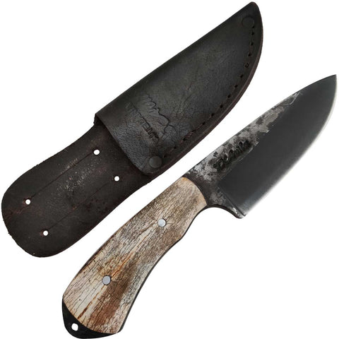 Faca EDC Coreadeira para Corear 4' Cabo Osso Anilina Aço Carbono 5160 Oxidada Fosfatizada