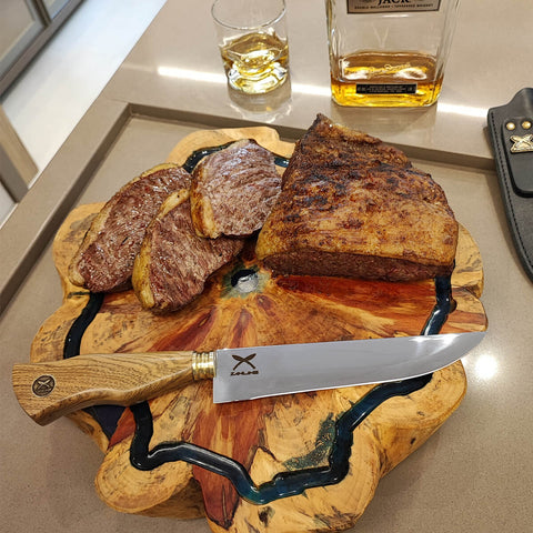 Faca Artesanal Tradicional 8' Churrasco Cabo Madeira Imbuia Zanline Aço Inox 420
