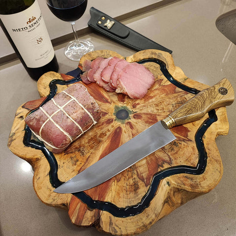 Faca Artesanal Tradicional 8' Churrasco Cabo Madeira Imbuia Zanline Aço Inox 420