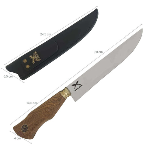 Faca Artesanal Tradicional 8' Churrasco Cabo Madeira Imbuia Zanline Aço Inox 420