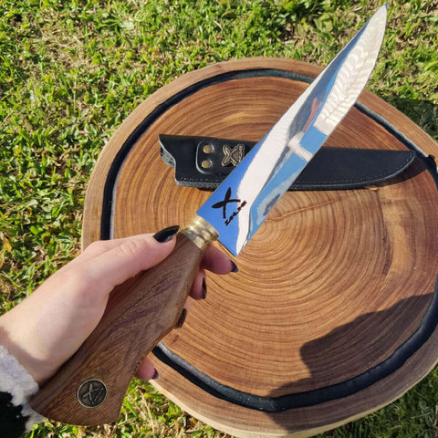 Faca Artesanal Tradicional 8' Churrasco Cabo Madeira Imbuia Zanline Aço Inox 420