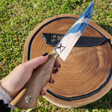 Faca Artesanal Tradicional 8' Churrasco Cabo Madeira Imbuia Zanline Aço Inox 420