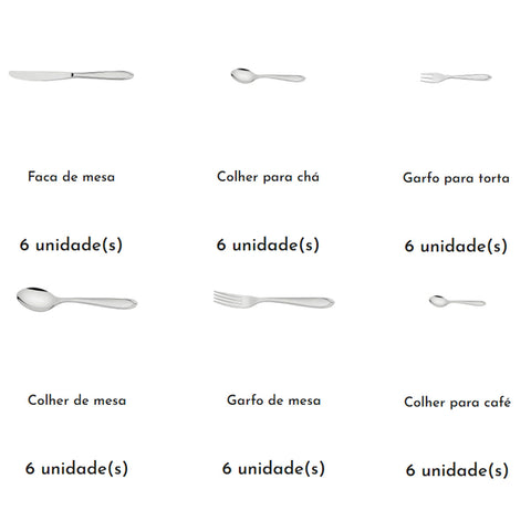 Faqueiro Tramontina Laguna 36 Peças em Aço Inox com Acabamento em Brilho e Detalhes nos Cabos