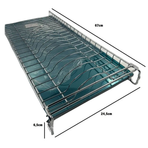 Escorredor de Pratos Louças Aéreo 670mm Fixo Embutir Elevatta Bandeja Inox Dimec