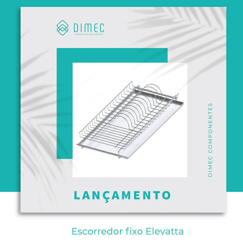 Escorredor de Pratos Louças Aéreo 670mm Fixo Embutir Elevatta Bandeja Inox Dimec