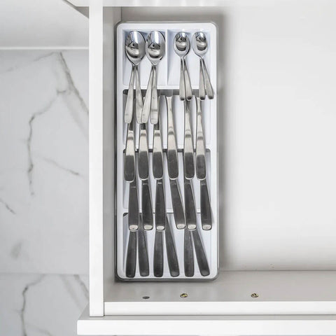 Organizador Divisor de Talheres Clear Compartimento Facas Garfos Colheres Ou Branco
