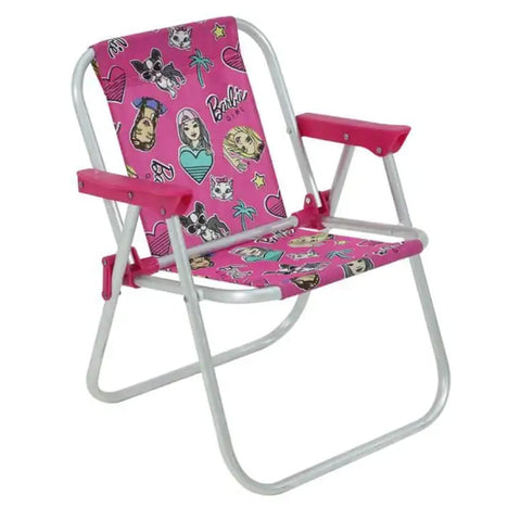 Cadeira Infantil de Praia Piscina Barbie Rosa Cadeirinha para Criança em Alumínio Bel Fix