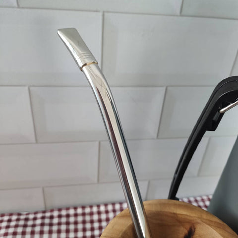 Bomba para Tomar Chimarrão Mil Furos de Mate Inox Bortonaggio 24cm Lisa Bojo Removível