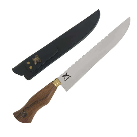 Faca Tradicional 10' Churrasco Artesanal Aço Inox Cabo Madeira Imbuia Dorso Mosqueado Zanline