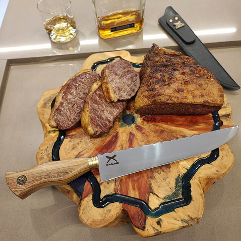 Faca Tradicional 10' Churrasco Artesanal Aço Inox Cabo Madeira Imbuia Dorso Mosqueado Zanline