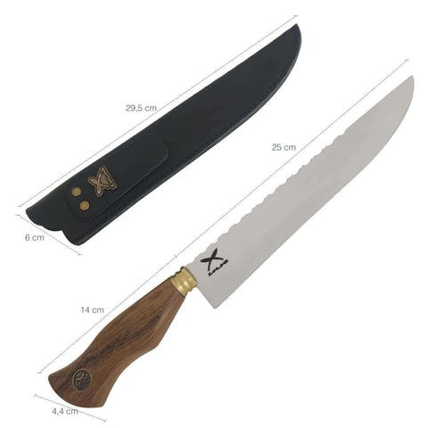 Faca Tradicional 10' Churrasco Artesanal Aço Inox Cabo Madeira Imbuia Dorso Mosqueado Zanline