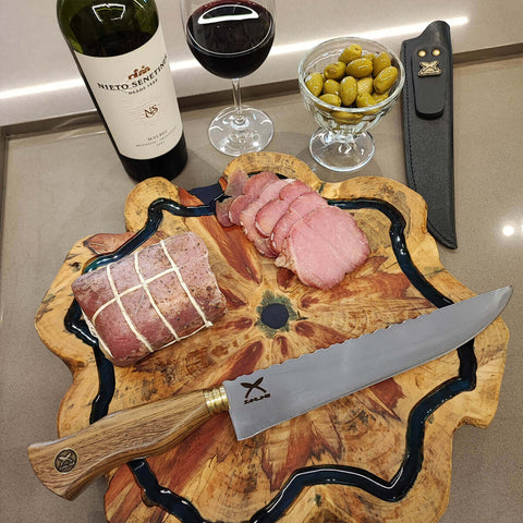 Faca Tradicional 10' Churrasco Artesanal Aço Inox Cabo Madeira Imbuia Dorso Mosqueado Zanline