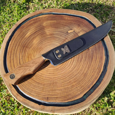 Faca Tradicional 10' Churrasco Artesanal Aço Inox Cabo Madeira Imbuia Dorso Mosqueado Zanline