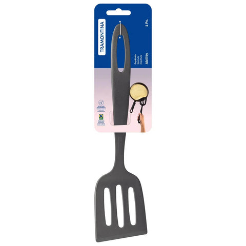 Espátula Reta Vazada Ability Tramontina 30cm Nylon Grafite Utensílio Cozinha