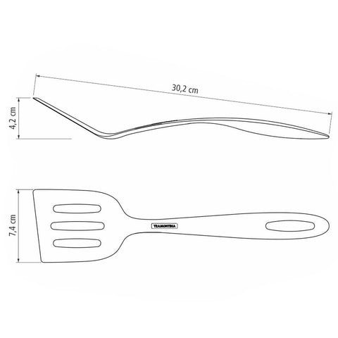 Espátula Reta Vazada Ability Tramontina 30cm Nylon Grafite Utensílio Cozinha