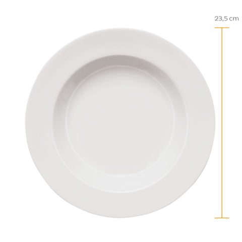 Prato Fundo 23,5cm Classe Única para Bar ou Hotel Germer de Porcelana Branco