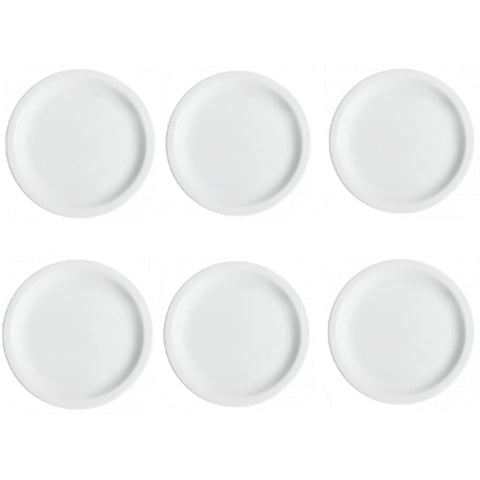 Conjunto de 6 Pratos Rasos Classe Única Iguaçu de Porcelana Germer Branco