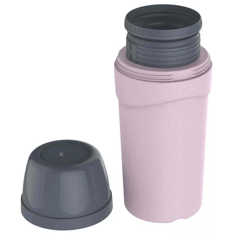 Garrafa Térmica Pequena 300ml Yuma Soprano Rosa Abertura em Rosca Tampa Cinza