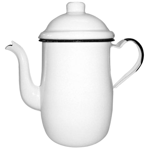 Bule Esmaltado Ágata para Café e Chá 1,25L Metallouça em Aço Carbono Branco