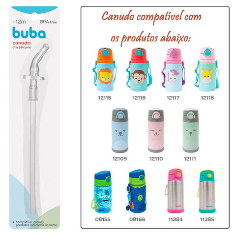 Canudo de Silicone Repositor para Garrafas Buba 19cm Antivazamento Transparente