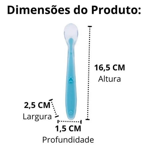 Colher Anatómica Silicone para Desenvolvimento do Bebe Buba Talher Infantil Azul