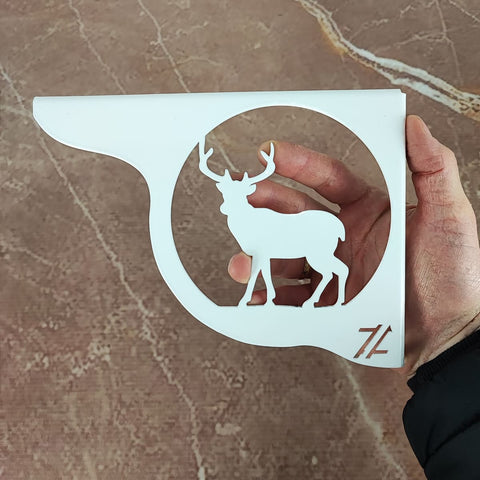 Mão Francesa Ornamentada 20cm Cervo Veado Branco em Aço para Prateleira Zarg