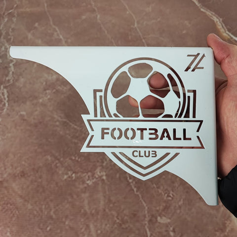 Mão Francesa Ornamentada 20cm Escudo Futebol Aço Branco para Prateleira Zarg