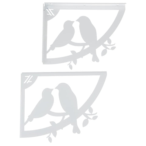 Mão Francesa Colonial Branco 20cm Casal de Pássaros em Aço para Prateleira Zarg