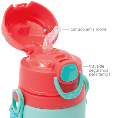 Garrafa de Água Infantil Suco Chá Garrafinha Buba Verde Macaco 450ml Verde Criança Squeeze