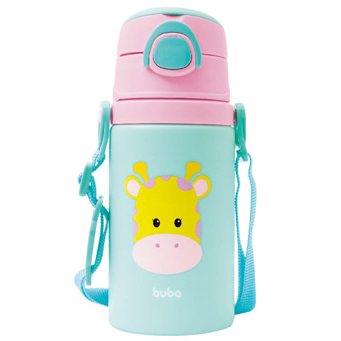 Garrafa Buba Alumínio Girafa 450ml Squeeze Infantil Escolar Garrafinha Lancheira Animal Fun