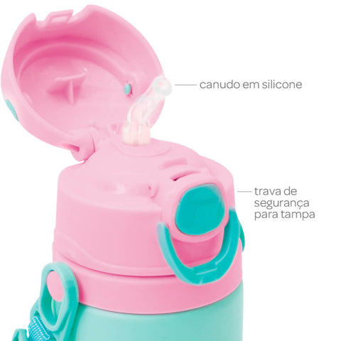 Garrafa Buba Alumínio Girafa 450ml Squeeze Infantil Escolar Garrafinha Lancheira Animal Fun