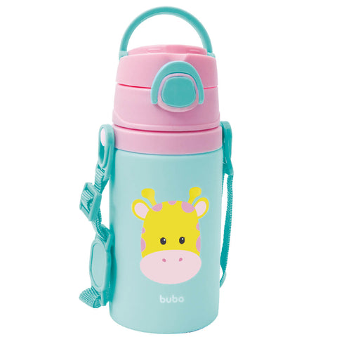 Garrafa Buba Alumínio Girafa 450ml Squeeze Infantil Escolar Garrafinha Lancheira Animal Fun