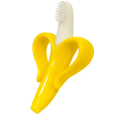 Massageador De Gengiva Buba Banana Cerdas Longas Macias Silicone Amarelo