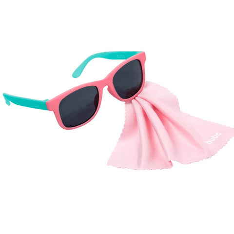 Óculos de Sol Bebê Buba Criança Flexível UVA UVB 100% Proteção Rosa e Verde Lenço Microfibra