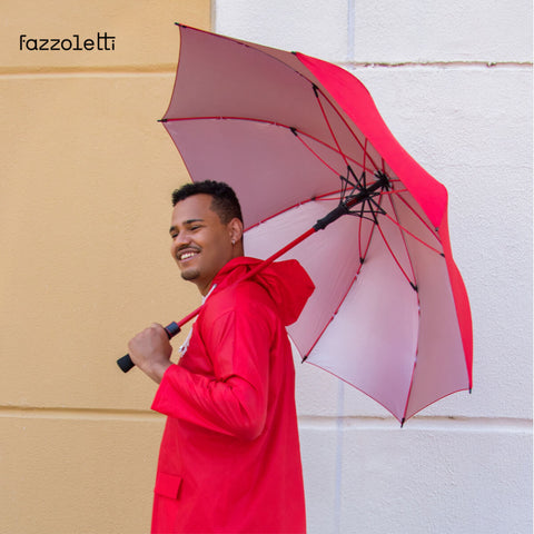 Guarda Chuva Fazzoletti 122cm Grande Portaria Proteção Solar UV Automático Vermelho