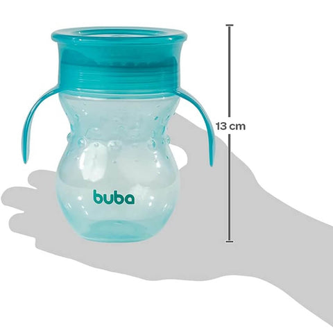 Copo de Treinamento 360º Buba com Alça 270ml Verde Antivazamento +12m