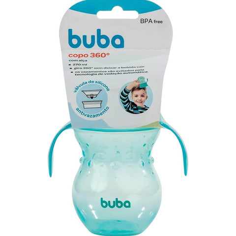 Copo de Treinamento 360º Buba com Alça 270ml Verde Antivazamento +12m